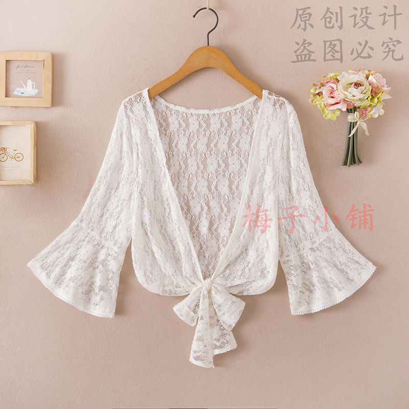 2025 Summer Sunscreen Clothing Chiffon Small Shawl Jacket Women's All-match Small Waistcoat Short Sleeve Thin Outer Short Cardigan