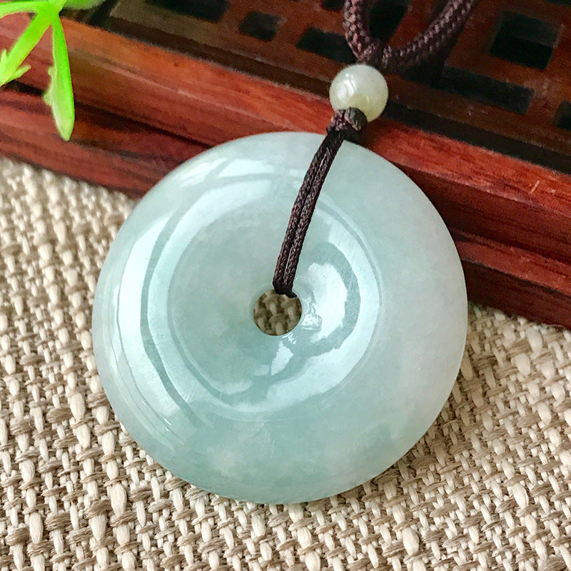 Jade Pendant with Natural Jadeite, Peaceful Buckle, Guanyin Jade Buddha, Burmese Jade Jewelry Factory Wholesale S2091518