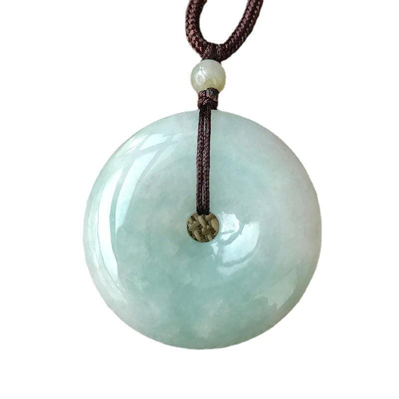 Jade Pendant with Natural Jadeite, Peaceful Buckle, Guanyin Jade Buddha, Burmese Jade Jewelry Factory Wholesale S2091518