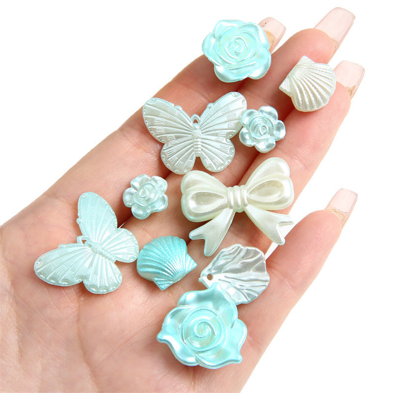 ABS Imitation Pearl Cream Gradient Rose Bow Beaded Pendant DIY Bracelet Necklace Decoration Handmade Accessories
