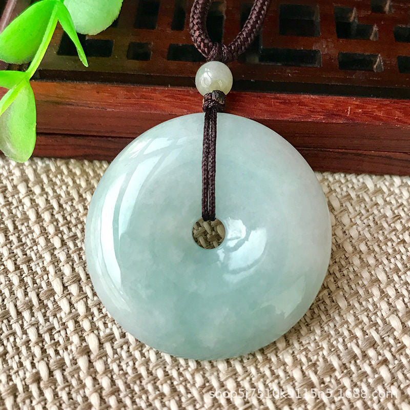 Jade Pendant with Natural Jadeite, Peaceful Buckle, Guanyin Jade Buddha, Burmese Jade Jewelry Factory Wholesale S2091518