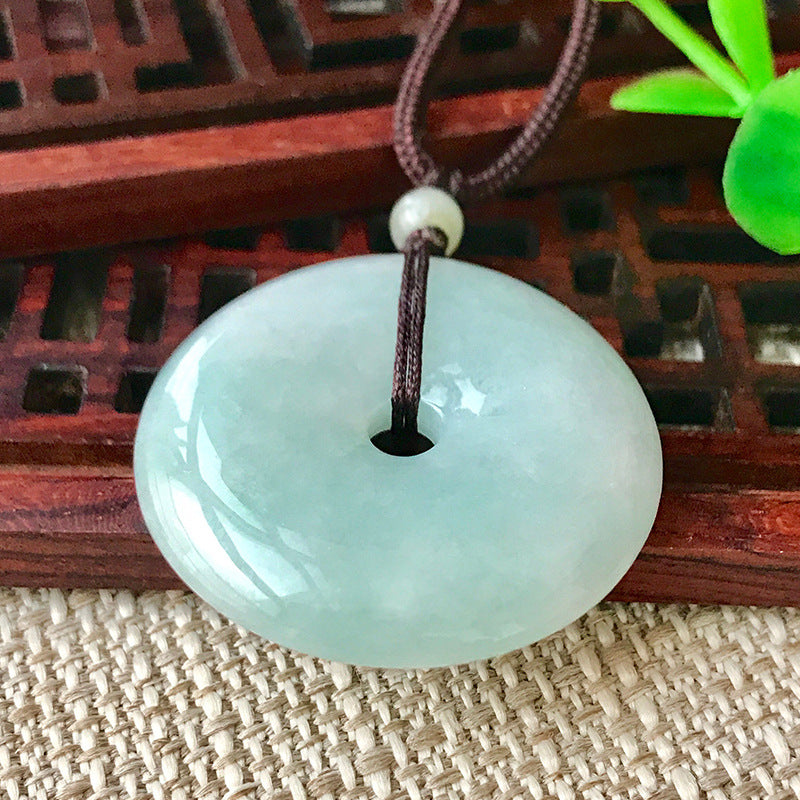 Jade Pendant with Natural Jadeite, Peaceful Buckle, Guanyin Jade Buddha, Burmese Jade Jewelry Factory Wholesale S2091518