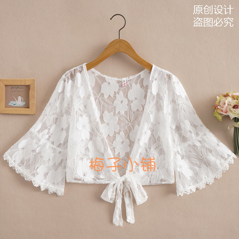 2025 Summer Sunscreen Clothing Chiffon Small Shawl Jacket Women's All-match Small Waistcoat Short Sleeve Thin Outer Short Cardigan
