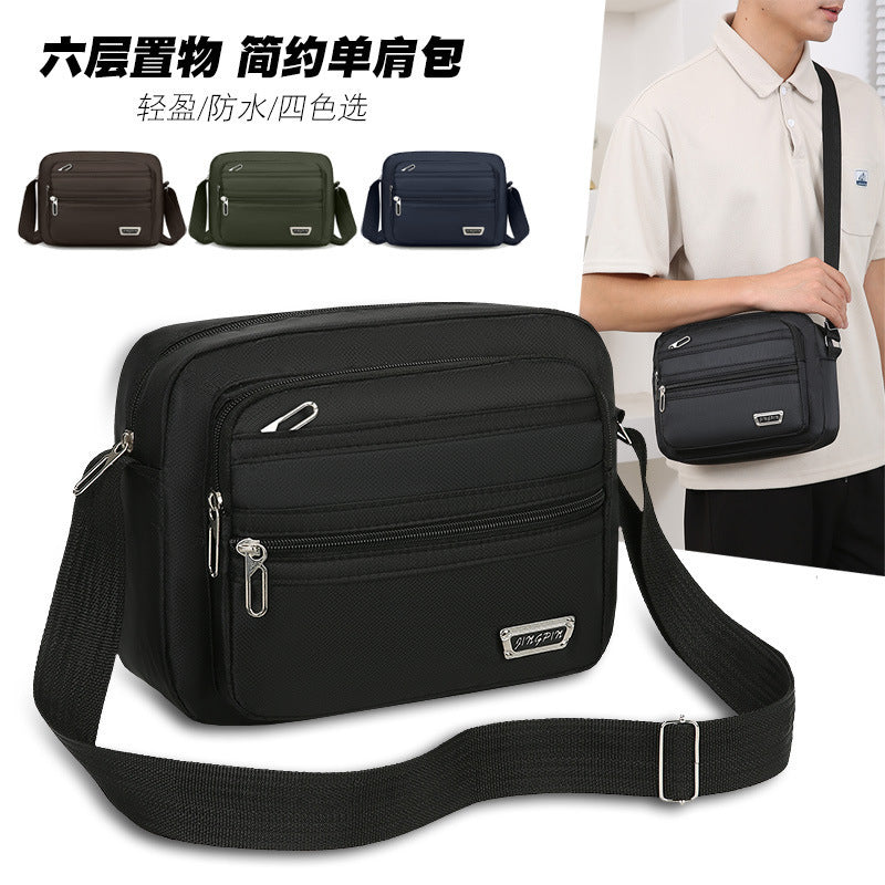 New Men's Coin Purse Casual Large Capacity Chest Bag Multi-layer Large Capacity Shoulder Bag Simple Solid Color Crossbody Bag