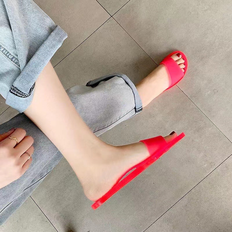 Summer New Crystal Slippers for Women, Large Size, Fashionable Jelly Outer Wear, Casual Home Couple, Deodorant Flip Flops, Cross-Border