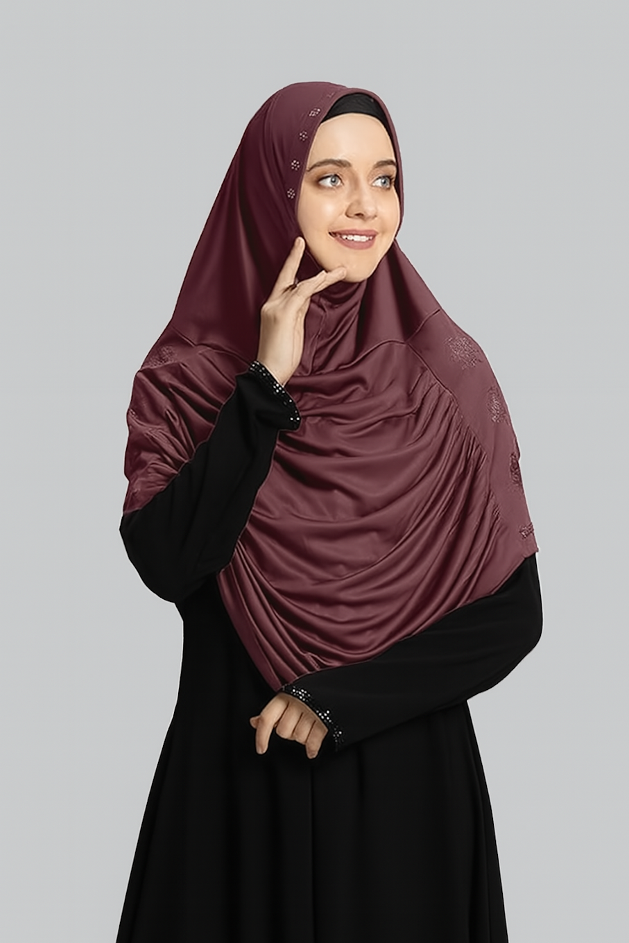 Hijab's Women's Elegant Pleated Instant Hijab-Mauve