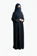 Elegant Black Abaya, Dubai Style, Embellished Sleeves-Black (Size-L)