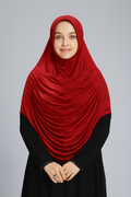 Hijab's Women's Elegant Pleated Instant Hijab-Red