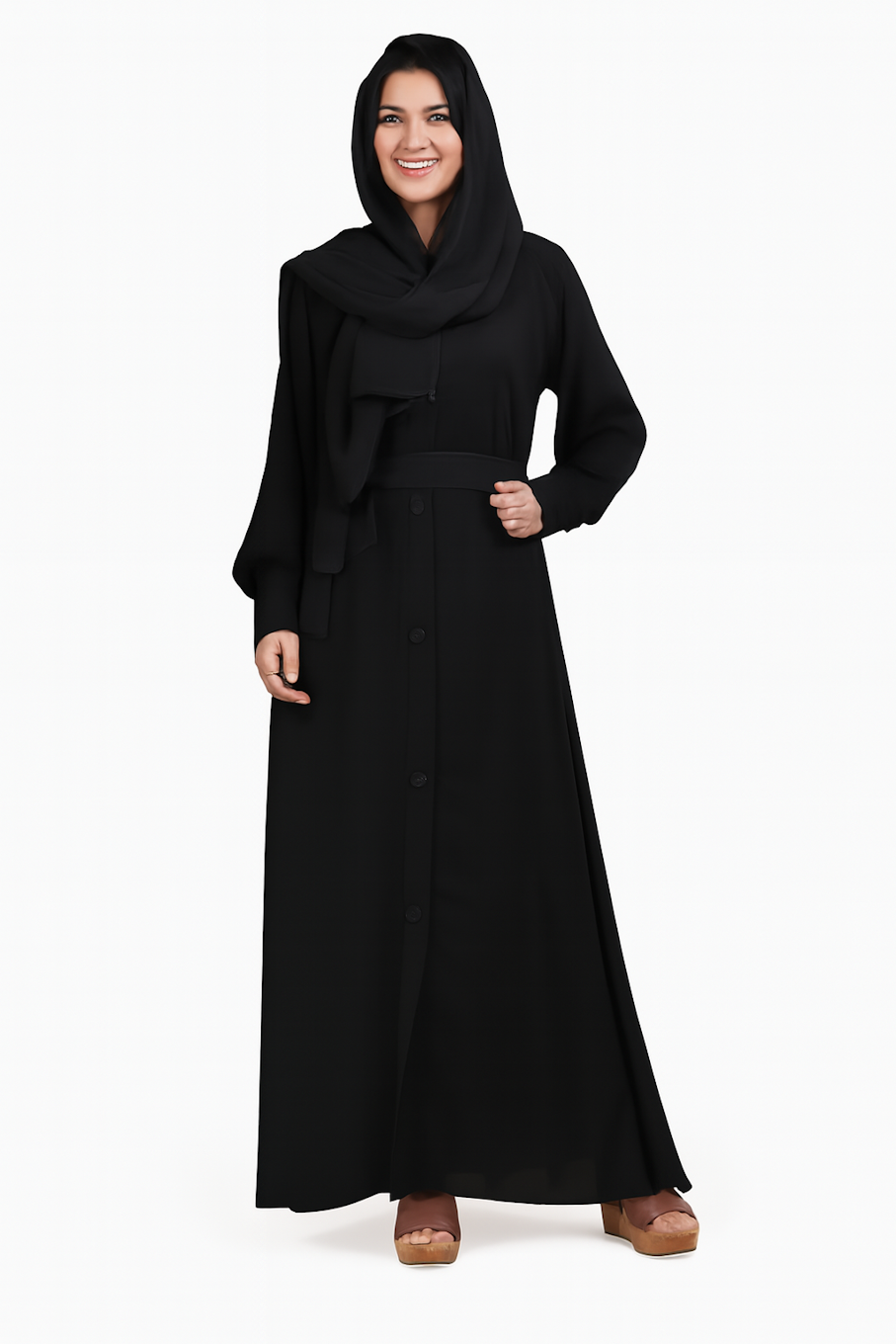 Round Collar Neck Burqa For Womens And Girls-Black (Size-5XL)