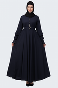 Abaya with Adjustible belt-Navy (Size-L)