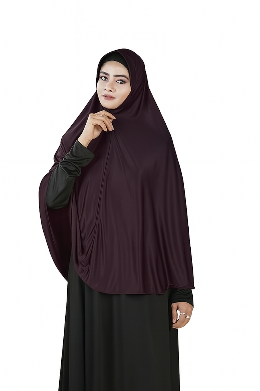 Women's Hijab Solid in Polyester Fabric-Dark Wine