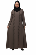 Women stylish emroideed A-Line abaya burka-Tan (Size-4XL)